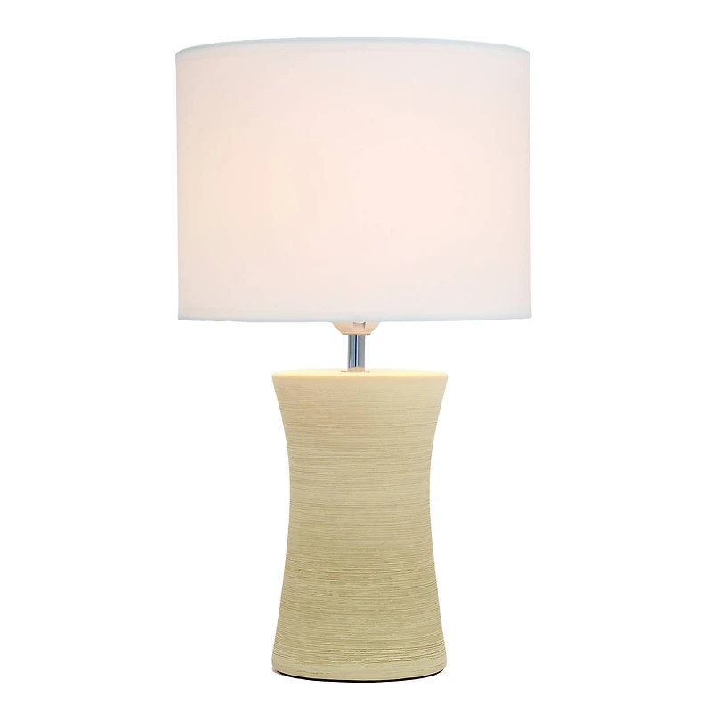 Simple Designs White Shade Ceramic Hourglass Table Lamp