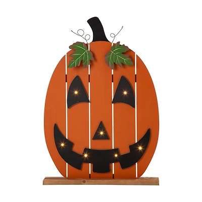 Glitzhome® 30" Lighted Wooden Pumpkin Porch Décor