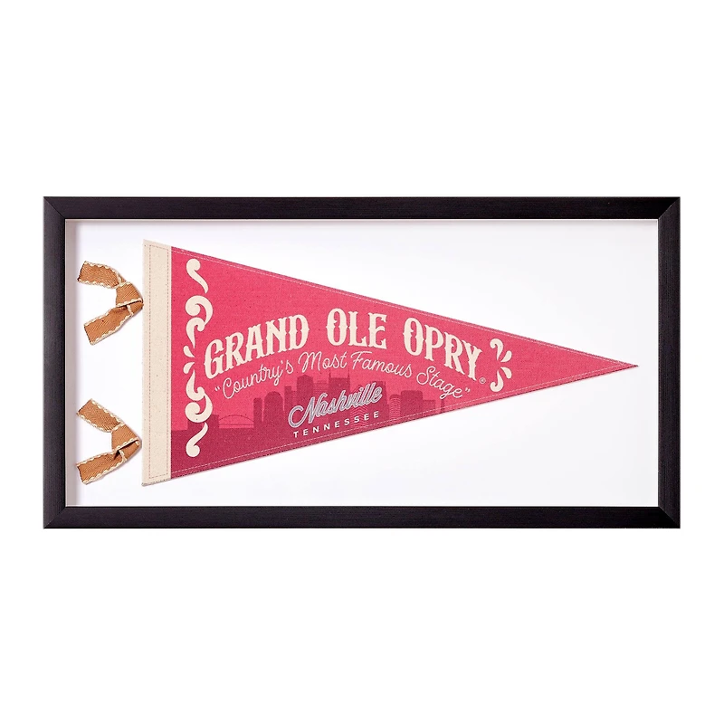 American Art Decor Grand Ole Opry Printed Linen Pennant in Shadowbox Frame - 10" H x 20" L