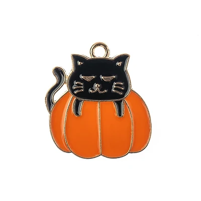 John Bead Sweet & Petite Halloween Small Cat Pumpkin Charms