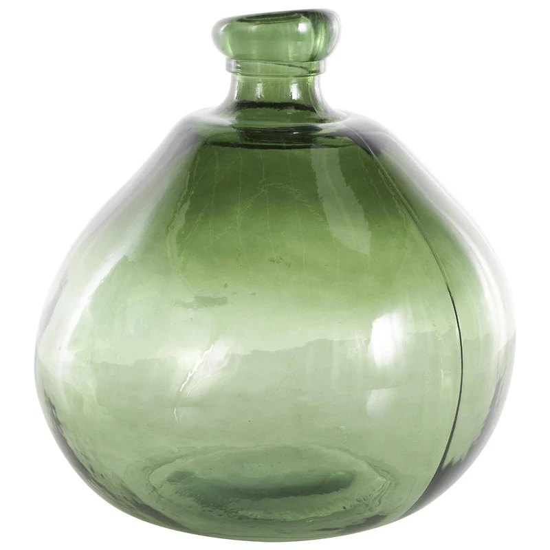 Green Recycled Glass Handmade Wide Ombre Spanish Bottle Vase