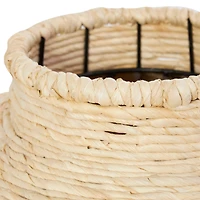 11" Beige Seagrass Wrapped Vase