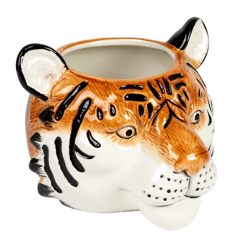 Hello Honey® 6" Round Ceramic Tiger Head Planter