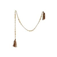 Hello Honey® 6ft. Paulownia Wood Beads with Fabric Tassels Garland
