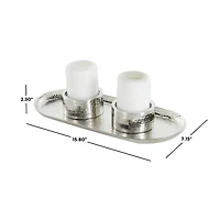 16" Silver Stainless Steel Metal Hammered Candle Holder with Oval Tray Plate
