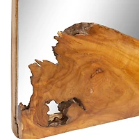 48" Brown Rustic Teak Wood Wall Mirror