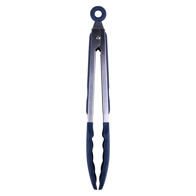 9" Navy Stainless Steel Silicone Tong by Makery™