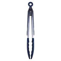 9" Navy Stainless Steel Silicone Tong by Makery™