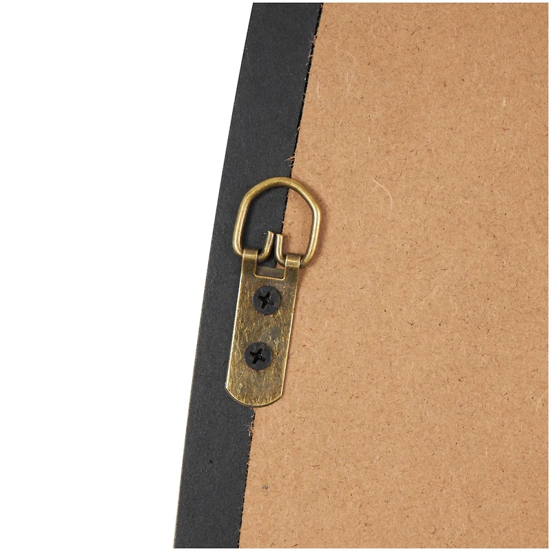 51" Black Wooden Abstract Oval Framed Wall Mirror