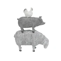 Grey Polystone Sculpture, Stacking Animals 12" x 9" x 4"