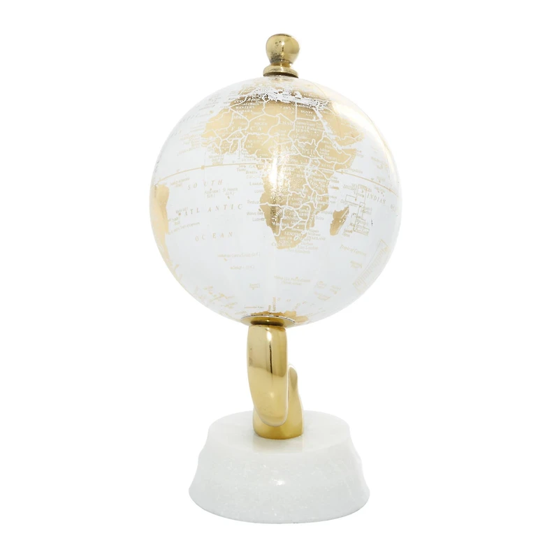 10" Gold Stoneware Coastal Globe
