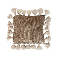 Hello Honey® Natural & Cream Woven Cotton & Jute Pillow with Tassels