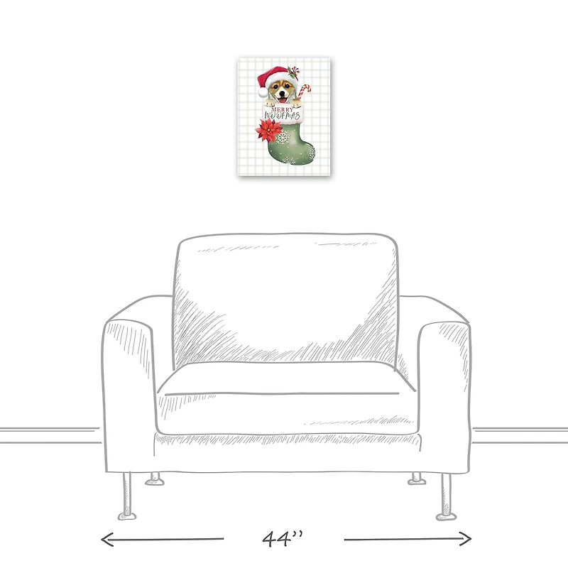 Puppy Stocking Canvas Wall Art