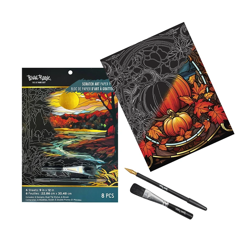 Brea Reese™ 9" x 12" Stained Glass Fall Scratch Art Paper Pad