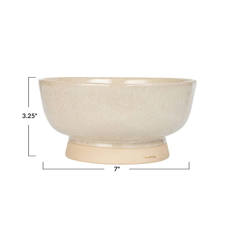 Hello Honey® 7" Cream Speckled Glaze Stoneware Footed Bowl
