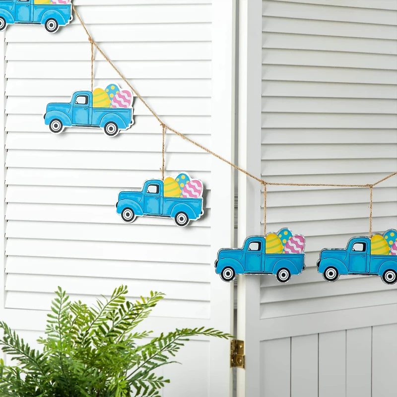 Glitzhome® Easter Metal Truck Garland