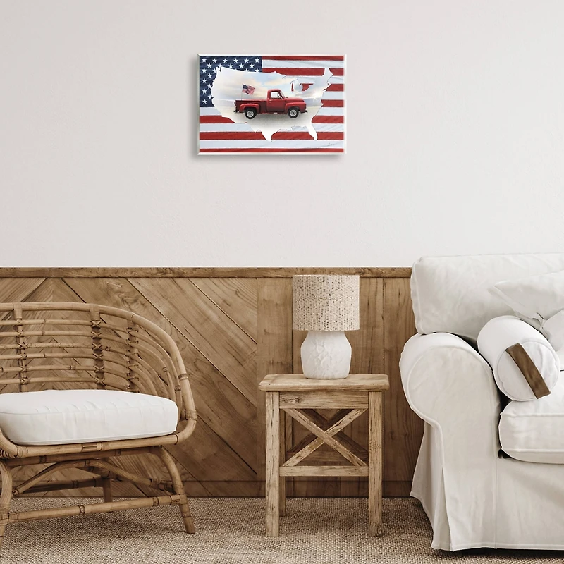 Stupell Industries Farmhouse American Flag Wall Plaque Art