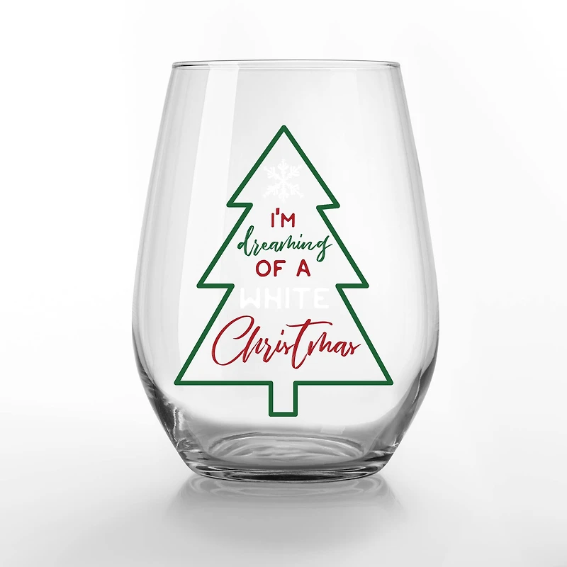 15oz. Dreaming of a White Christmas Stemless Wine Glass