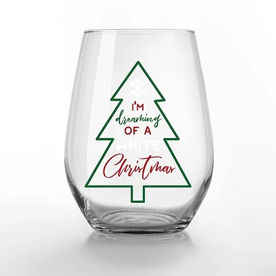 15oz. Dreaming of a White Christmas Stemless Wine Glass