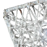 48" White Sisal Reindeer Pulling Sleigh with 140 Cool White LED Lights