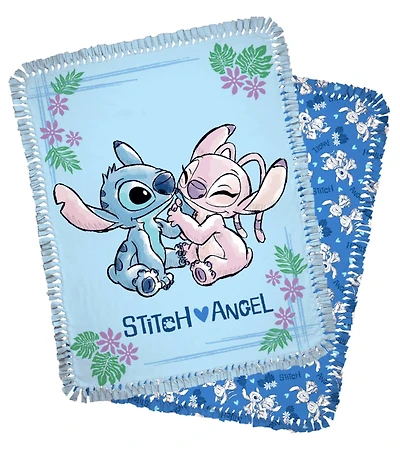 Lilo & Stitch 48" Stitch Loves Angel No Sew Fleece Throw Kit