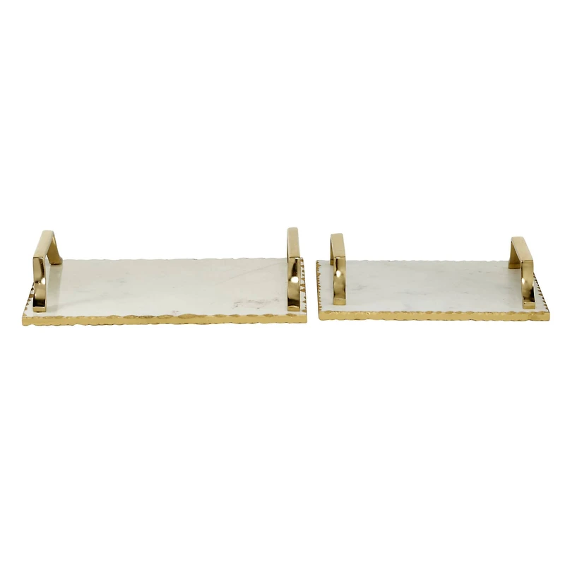Set of 2" Gold Ceramic Glam Tray, 16", 13"