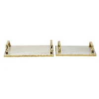 Set of 2" Gold Ceramic Glam Tray, 16", 13"