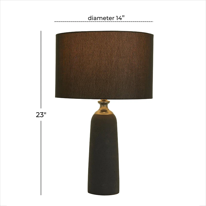 Brown Cement Modern Table Lamp, 23" x 14" x 14"