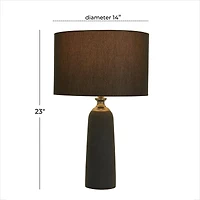 Brown Cement Modern Table Lamp, 23" x 14" x 14"
