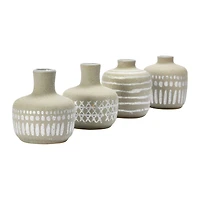 Hello Honey® Mixed Pattern Taupe & Silver Stoneware Vase Set