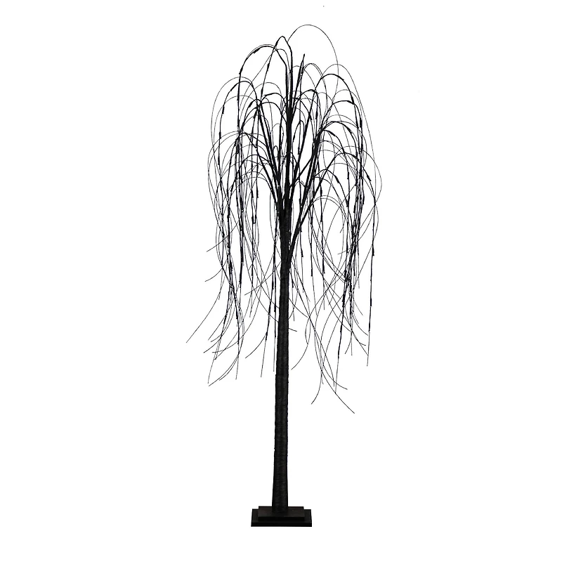 6ft. Orange & Purple LED Pre-Lit Halloween Black Willow Artificial Fall Tree