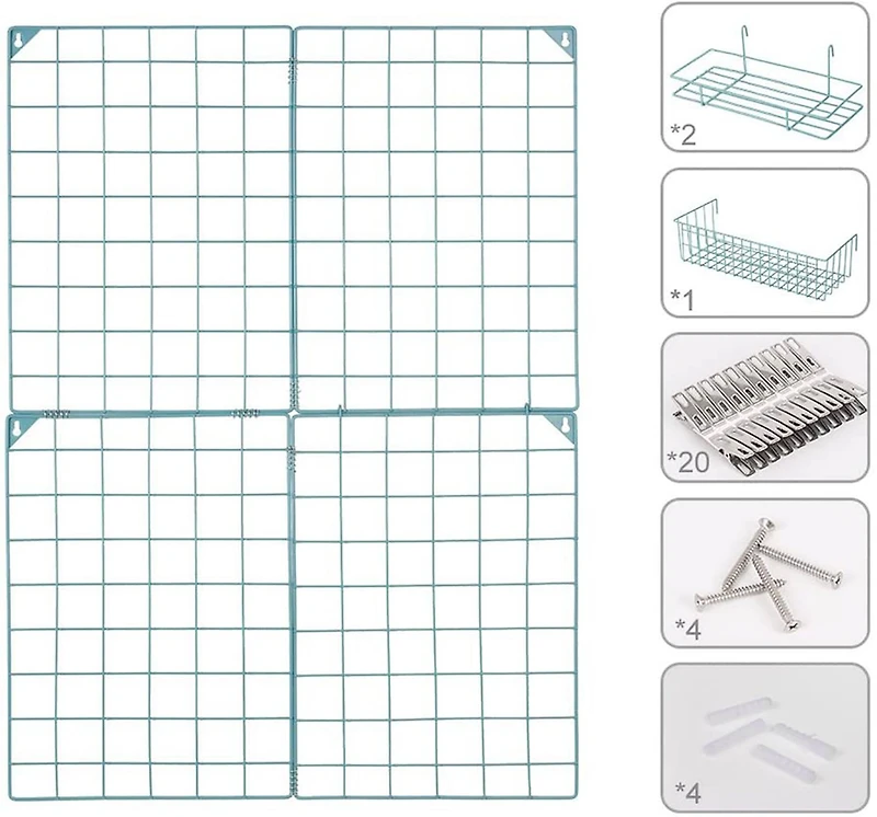 NEX™ Blue Wire Grid Storage Panel with 3 Wire Baskets