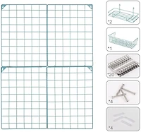 NEX™ Blue Wire Grid Storage Panel with 3 Wire Baskets