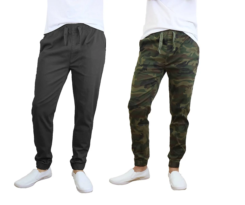 Galaxy By Harvic Slim Fit Basic Stretch Twill Men's Joggers 2 Pack