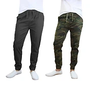 Galaxy By Harvic Slim Fit Basic Stretch Twill Men's Joggers 2 Pack