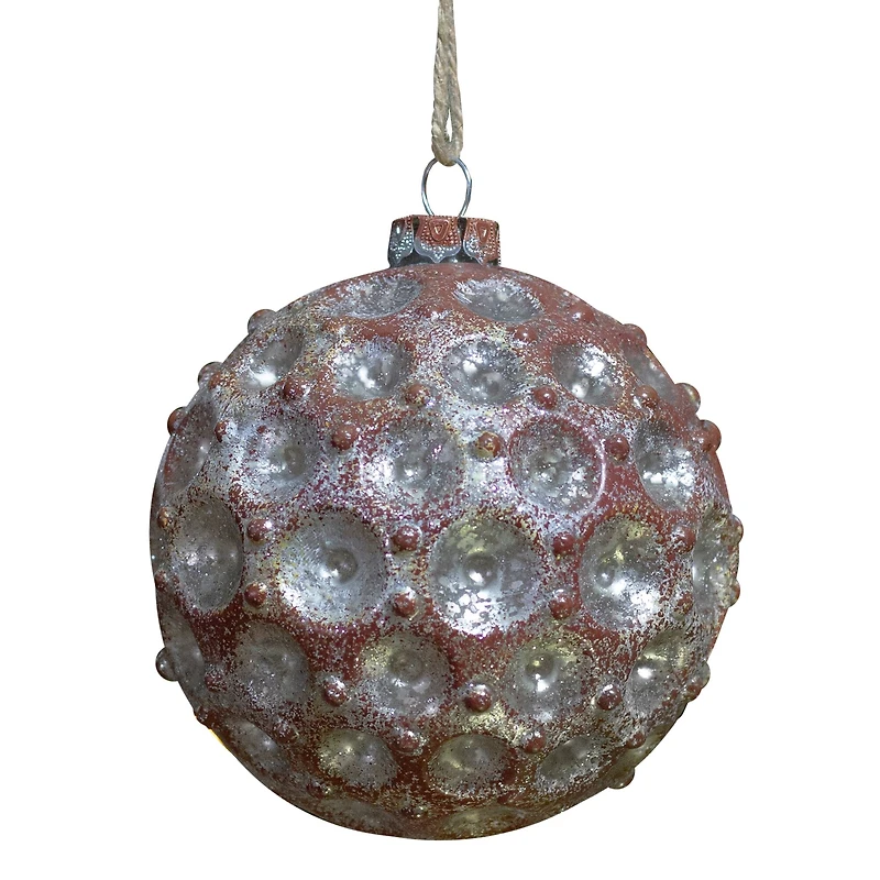 3.5" Silver Mercury Distressed Glass Ball Ornament