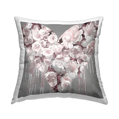 Stupell Industries Romantic Pink Roses Urban Drip Heart Shape Throw Pillow, 18" x 18"