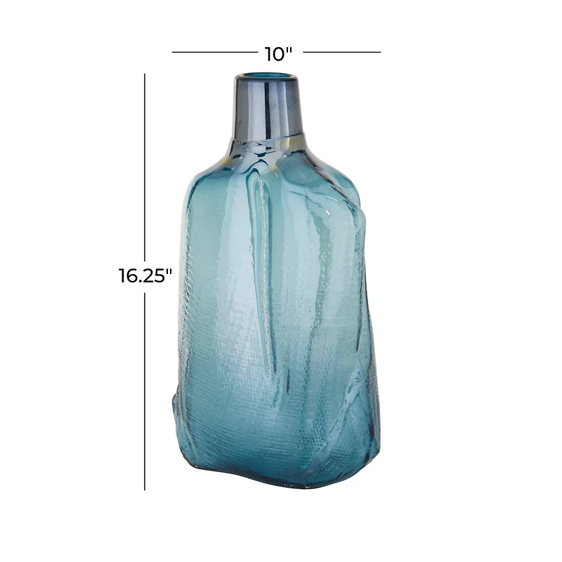 16" Blue Modern Glass Vase