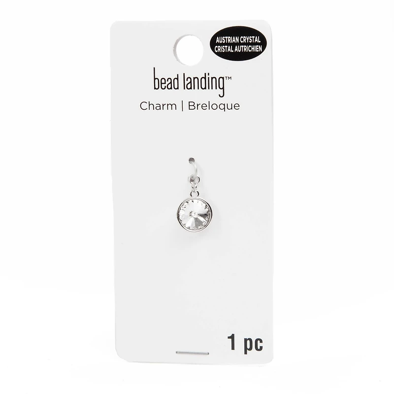 Clear Austrian Crystal Rivoli Cut Charm in Silver Setting by Bead Landing™