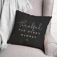 Black Thankful For Every Moment Throw Pillow