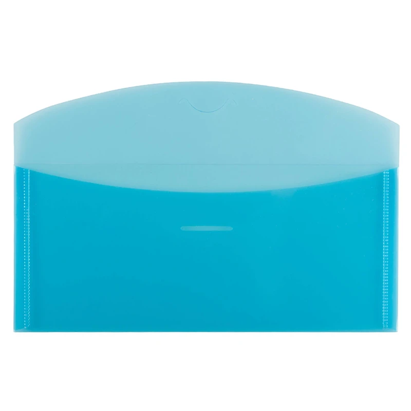 JAM Paper Blue Plastic Tuck Flap Closure 4.25" x 9.75" Envelopes, 12ct.