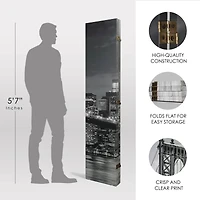 American Art Decor™ 6ft. Double-Sided 4-Panel Black and White Brooklyn Bridge, Manhattan Bridge Photo Canvas Privacy Screen