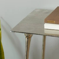 Silver Aluminum Glam Console Table, 50" x 15" x 31"