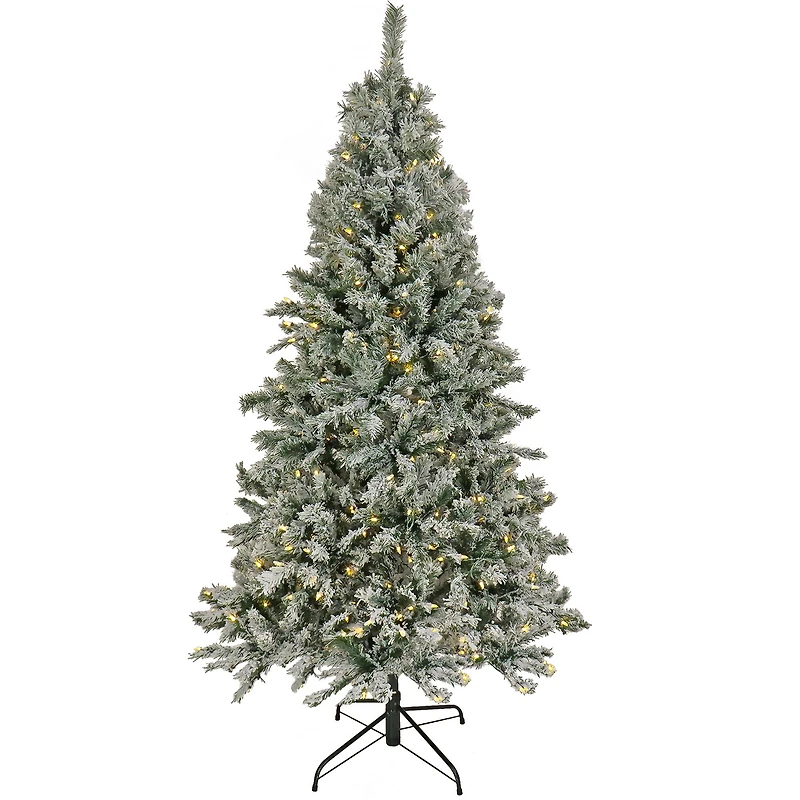 6.5ft. Pre-Lit Snowy Harwich Artificial Christmas Tree, Warm White LED Lights