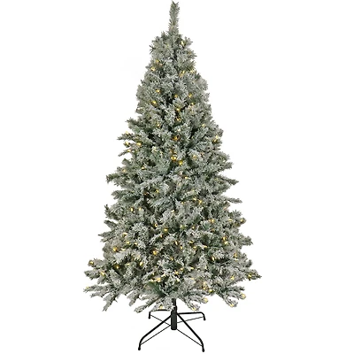 6.5ft. Pre-Lit Snowy Harwich Artificial Christmas Tree, Warm White LED Lights