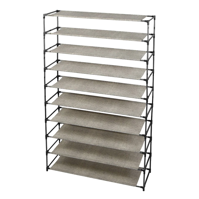 Simplify Black 10-Tier 50 Pair Shoe Rack