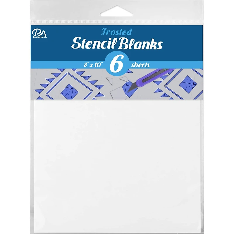 PA Essentials 8'' x 10'' Frosted Uncut Blank Stencil, 6ct.