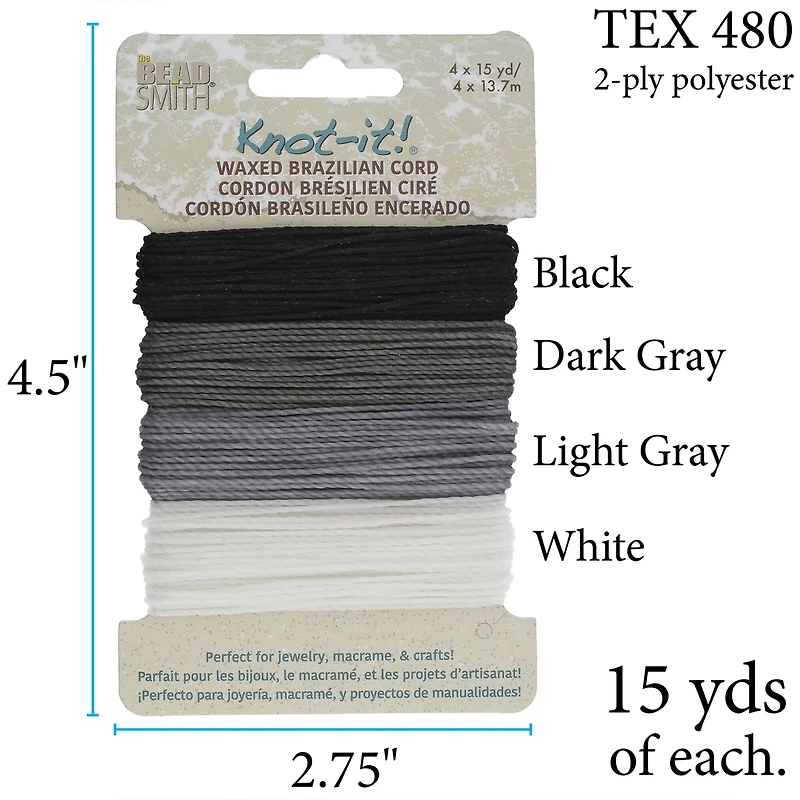 Beadsmith® Knot-it!™ Day & Night Waxed Brazilian Cord 