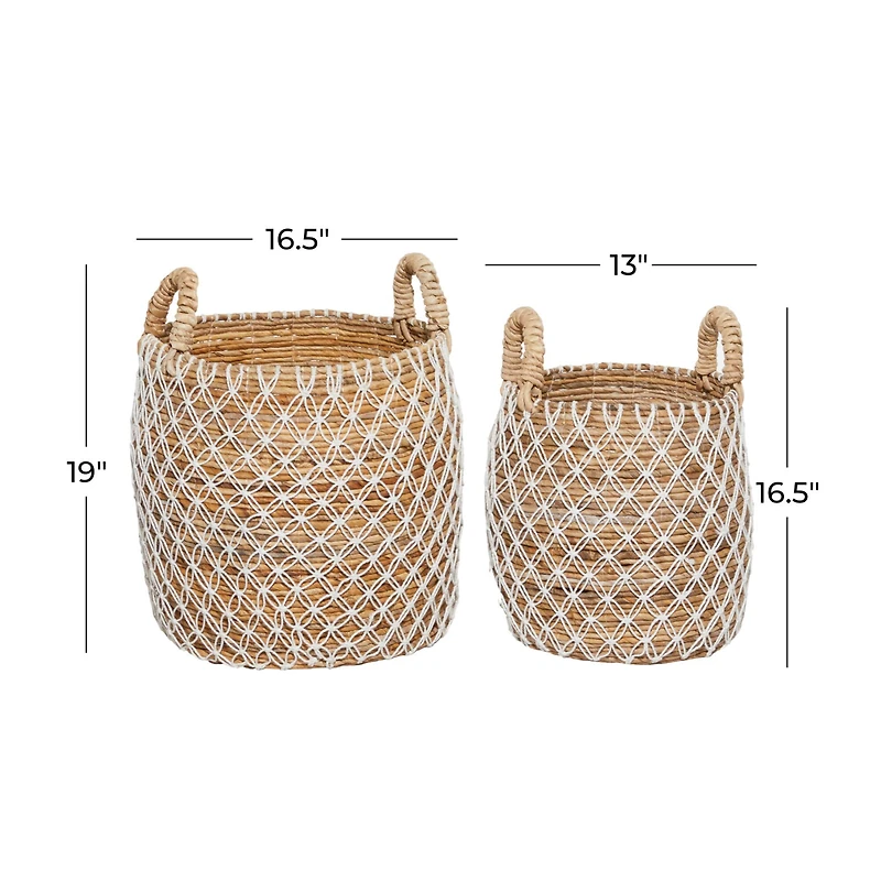 Brown Banana Leaf Coastal Storage Basket Set