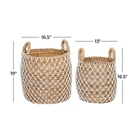 Brown Banana Leaf Coastal Storage Basket Set